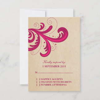 Tarjeta De Respuesta De Swirls De Estilo Rosa