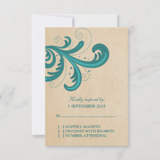 Tarjeta de respuesta de Swirls de estilo verde azu