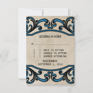 Tarjeta de respuesta de Swirls gótica azul