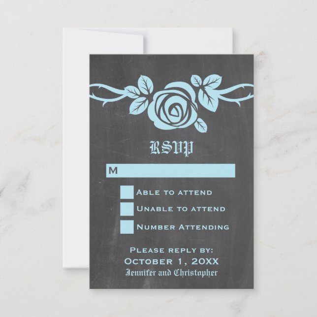 Tarjeta de respuesta de tablero de Rosa azul (Anverso)