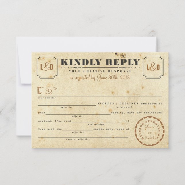 Tarjeta de respuesta de Telegram Libs de Vintage (Anverso)