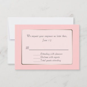 Tarjeta de respuesta de tono rosa y plata