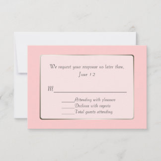 Tarjeta de respuesta de tono rosa y plata