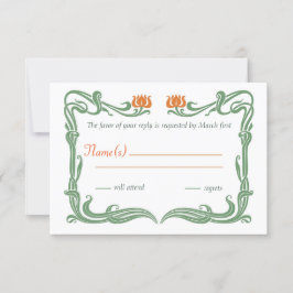 Tarjeta de respuesta de tulipanos de Art Nouveau