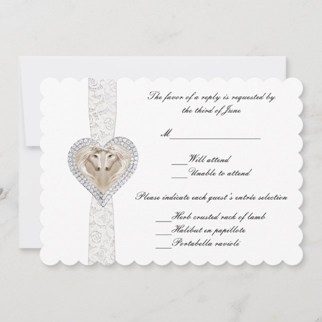 Tarjeta De Respuesta De Unicornio Y Boda De Lace (Anverso)