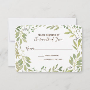 Tarjeta de respuesta de vegetación elegante