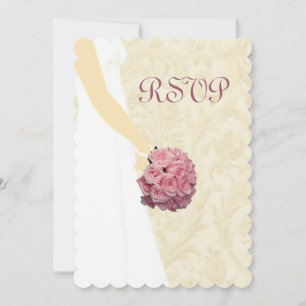 Tarjeta de respuesta de vestido de novia elegante