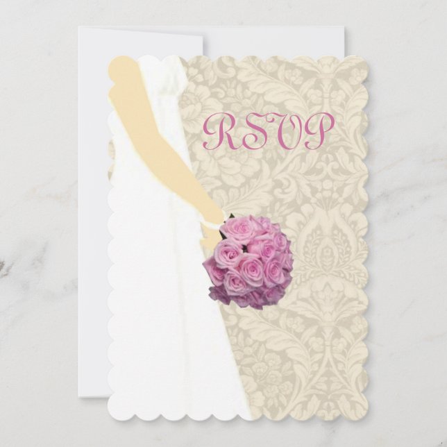 Tarjeta de respuesta de vestido de novia elegante (Anverso)