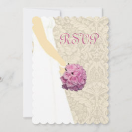 Tarjeta de respuesta de vestido de novia elegante