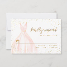 Tarjeta de respuesta de vestido de quinceañera con