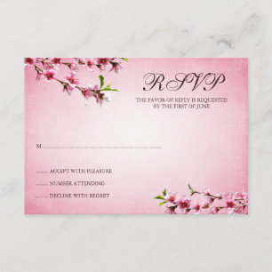 Tarjeta de respuesta de vintage de flores de cerez
