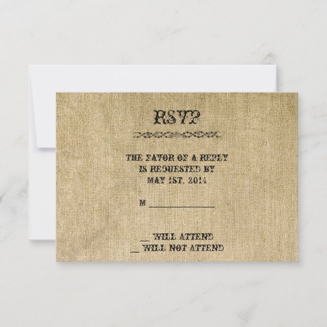 Tarjeta de respuesta de Western Burlap (Anverso)