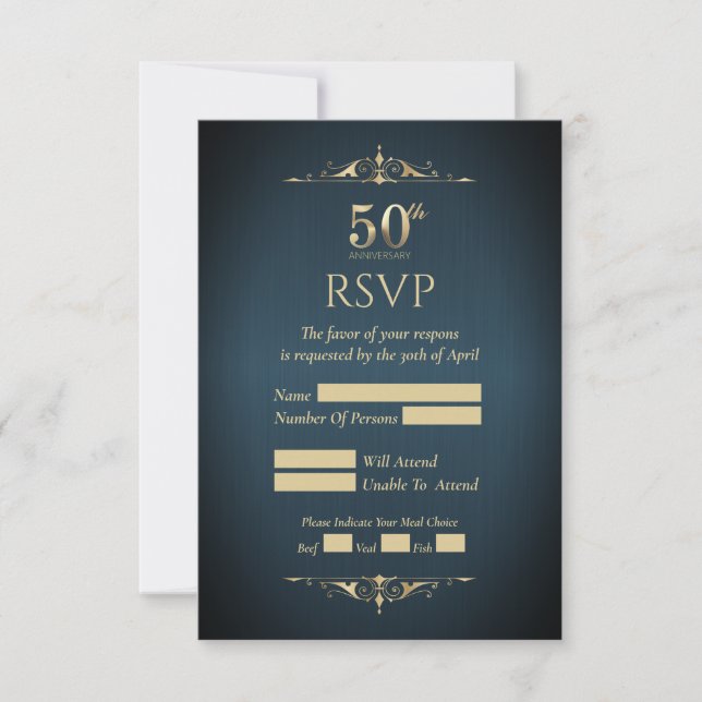 Tarjeta de respuesta del 50 aniversario de boda (Anverso)