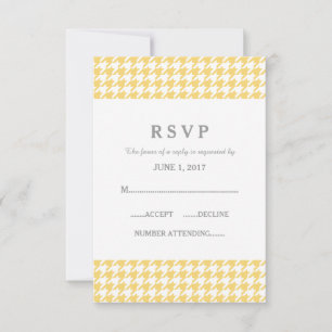 Tarjeta de respuesta del Boda amarillo Houndstoth