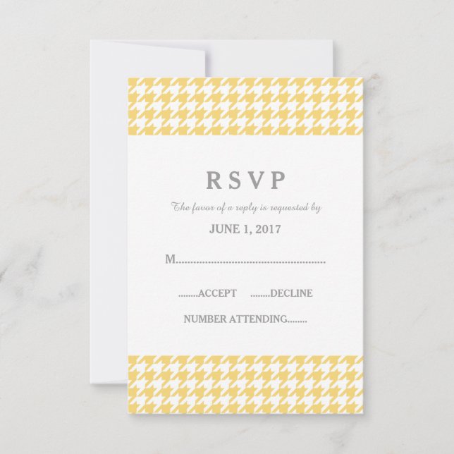 Tarjeta de respuesta del Boda amarillo Houndstoth (Anverso)
