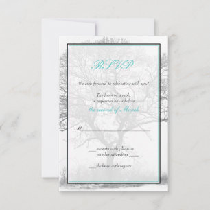 Tarjeta de respuesta del Boda Aqua Black White Win