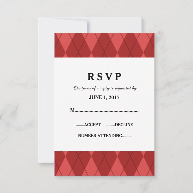 Tarjeta de respuesta del Boda Argyle rojo (Anverso)