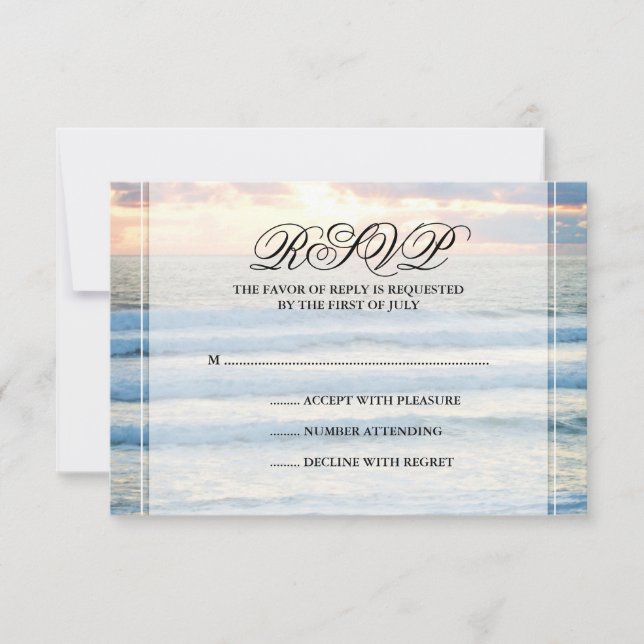 Tarjeta de respuesta del Boda Beach Sunset (Anverso)