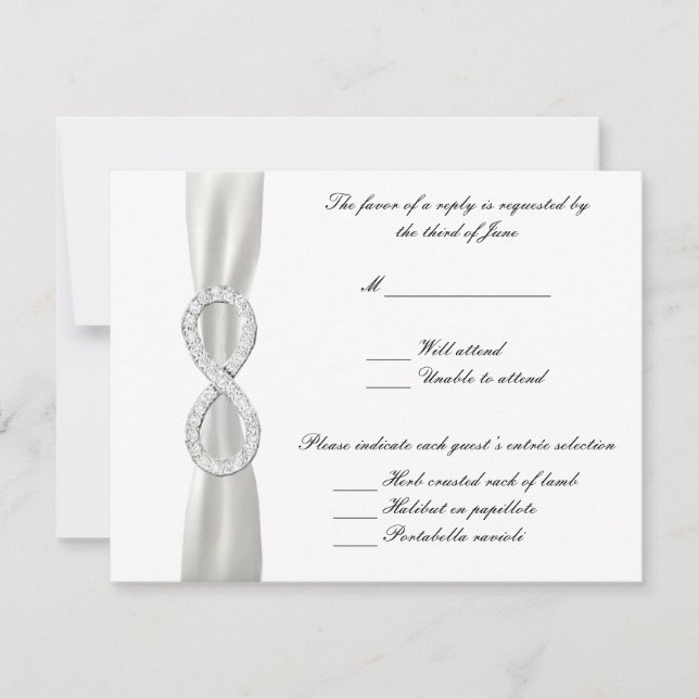Tarjeta de respuesta del Boda blanco diamond Infin (Anverso)
