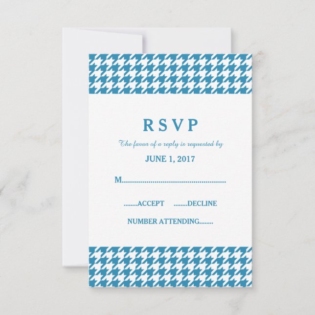 Tarjeta de respuesta del Boda Blue Houndstoth (Anverso)