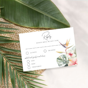 Tarjeta de respuesta del Boda botánico Tropical Bo