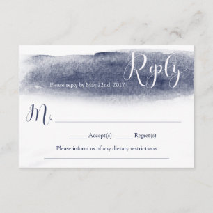 Tarjeta de respuesta del Boda de acuarela azul de 