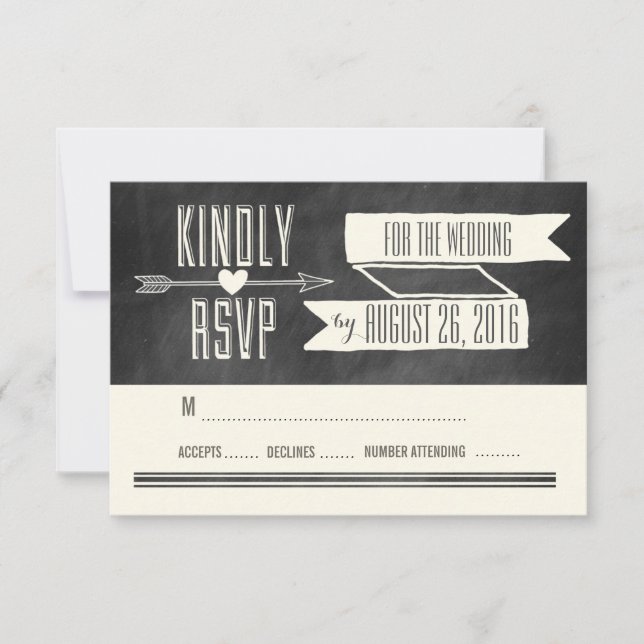 TARJETA DE RESPUESTA DEL BODA DE CHALKBOARD MODERN (Anverso)