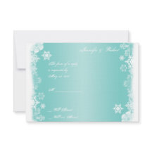 Tarjeta de respuesta del Boda de copo de nieve azu