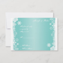 Tarjeta de respuesta del Boda de copo de nieve azu