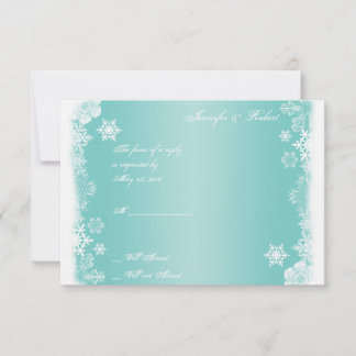 Tarjeta de respuesta del Boda de copo de nieve azu