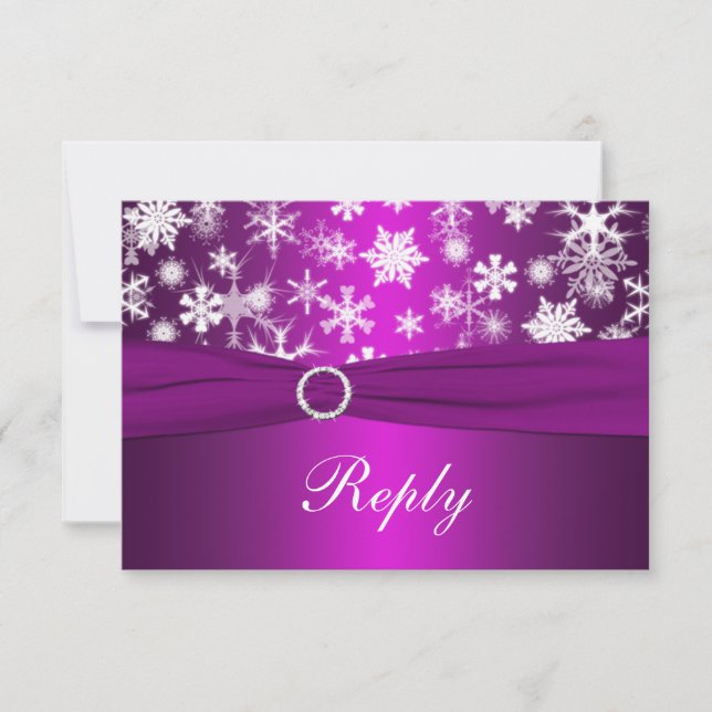 Tarjeta de respuesta del Boda de copos de nieve mo (Anverso)