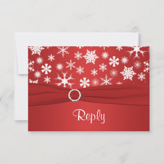 Tarjeta de respuesta del Boda de copos de nieve ro (Anverso)