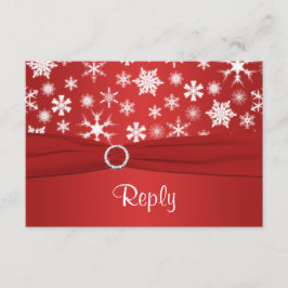 Tarjeta de respuesta del Boda de copos de nieve ro
