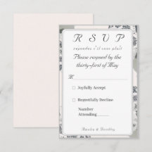 Tarjeta de respuesta del Boda de encaje rosa-champ
