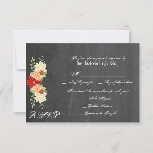 Tarjeta de respuesta del Boda de flor Naranja de s (Anverso)