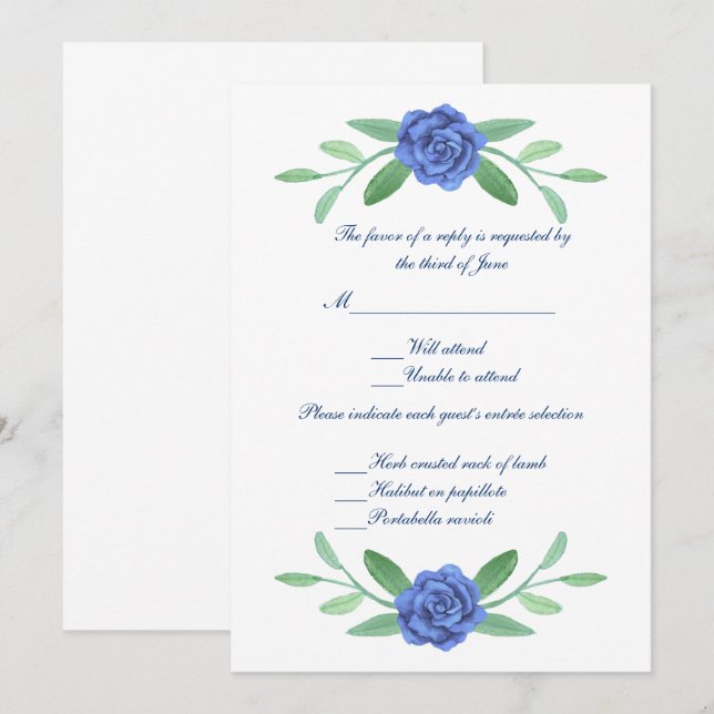 Tarjeta de respuesta del Boda de floración azul de (Anverso / Reverso)