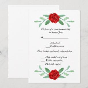 Tarjeta de respuesta del Boda de floración roja de