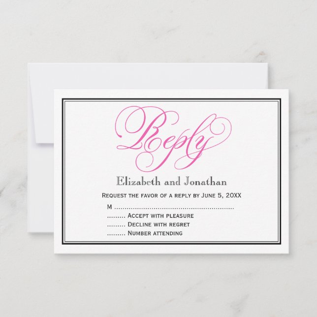 Tarjeta de respuesta del Boda de guiones de caligr (Anverso)