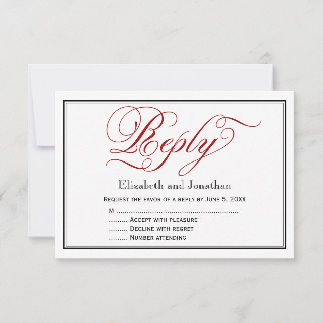 Tarjeta de respuesta del Boda de guiones de caligr (Anverso)