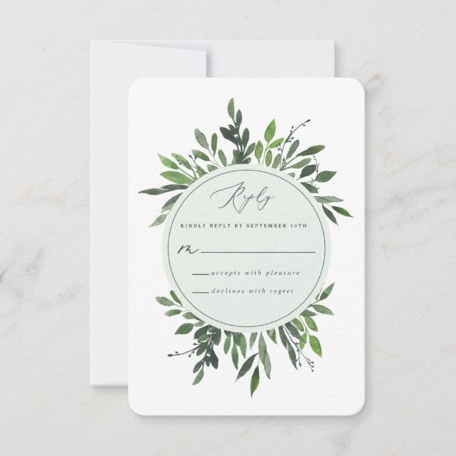 Tarjeta de respuesta del boda de hojas geométricas (Anverso)