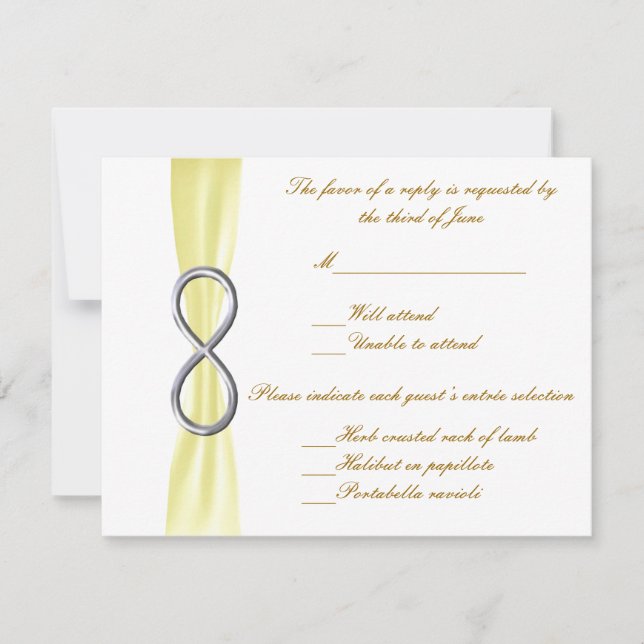 Tarjeta de respuesta del Boda de infinito amarillo (Anverso)