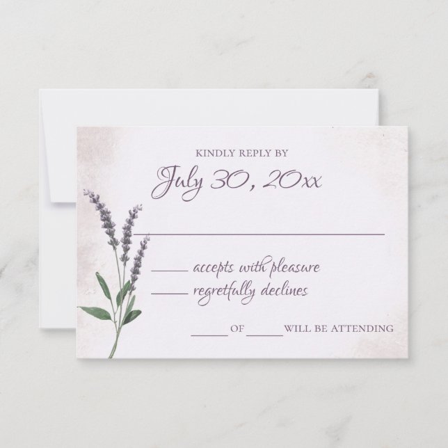 Tarjeta de respuesta del Boda de Lavender (Anverso)
