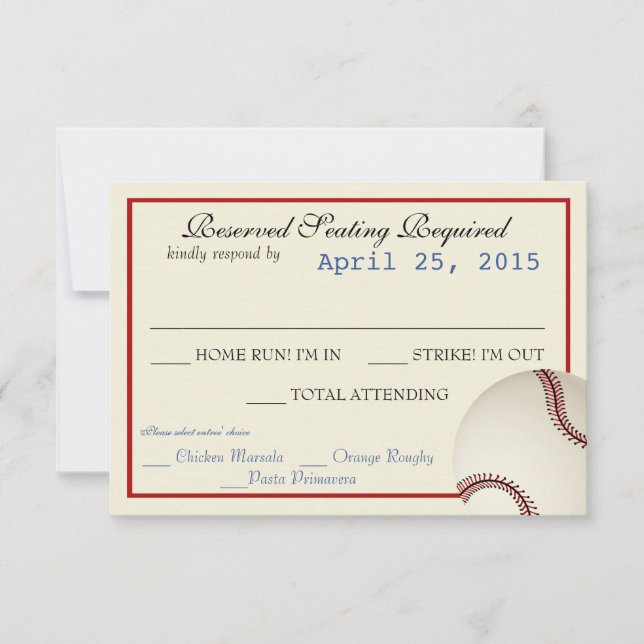 Tarjeta de respuesta del Boda de pases de béisbol (Anverso)