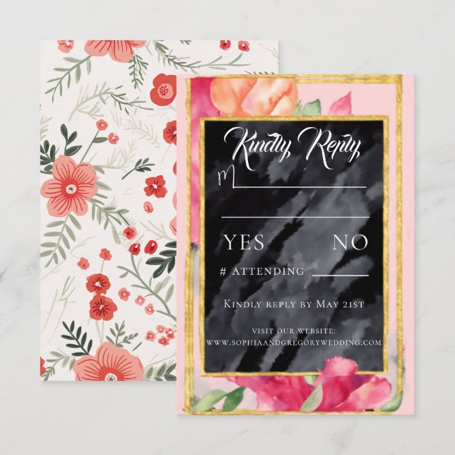 Tarjeta de respuesta del Boda de pizarra de los pi (Anverso / Reverso)