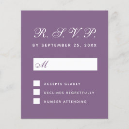 Tarjeta de respuesta del Boda de presupuesto Púrpu