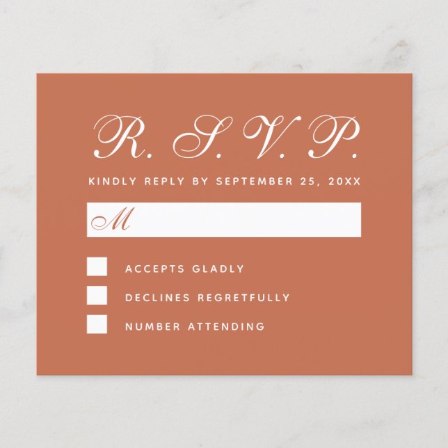 Tarjeta de respuesta del Boda de presupuesto RSVP  (Anverso)