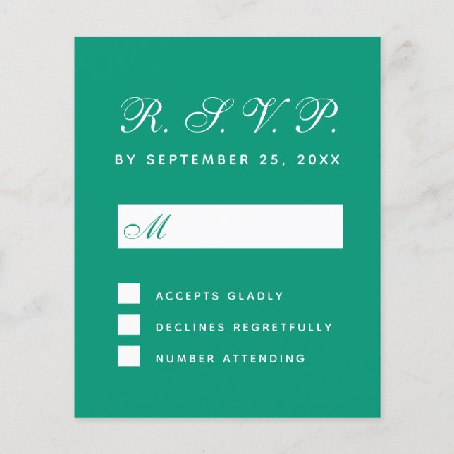 Tarjeta de respuesta del Boda de presupuesto verde (Anverso)