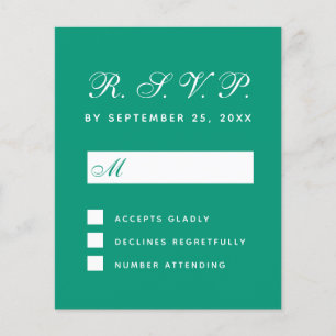 Tarjeta de respuesta del Boda de presupuesto verde