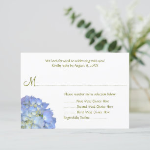 Tarjeta de respuesta del Boda de selección de menú