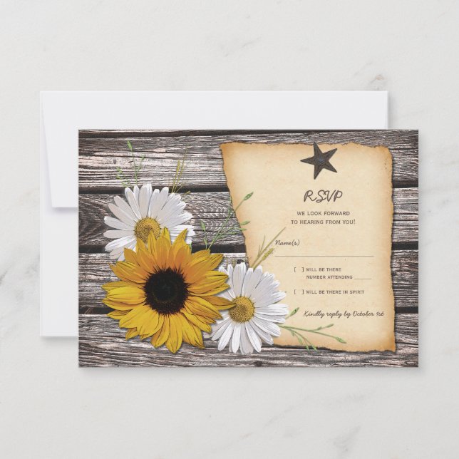 Tarjeta de respuesta del Boda del margarita del gi (Anverso)